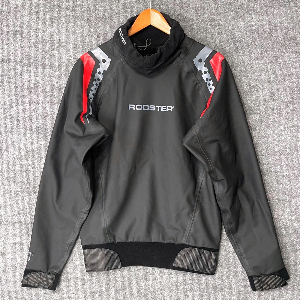 Rooster Pro Aquafleece Mens Small Black Red Sailing Spray Top Waterproof Jacket